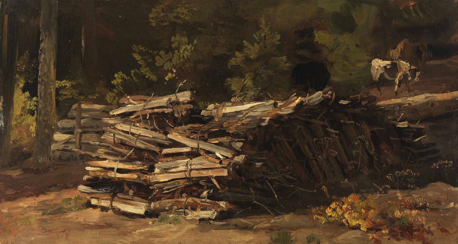 Christian Friedrich Gille - Wooden pile at the edge of the forest