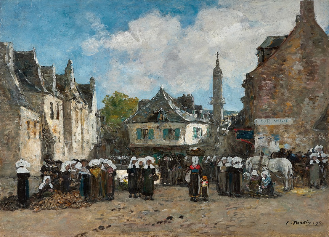 Eugène Boudin - Un marché en Bretagne