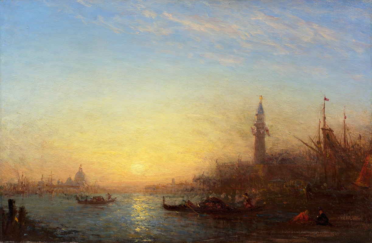 Félix Ziem - Coucher de soleil, quai des Esclavons, Venise