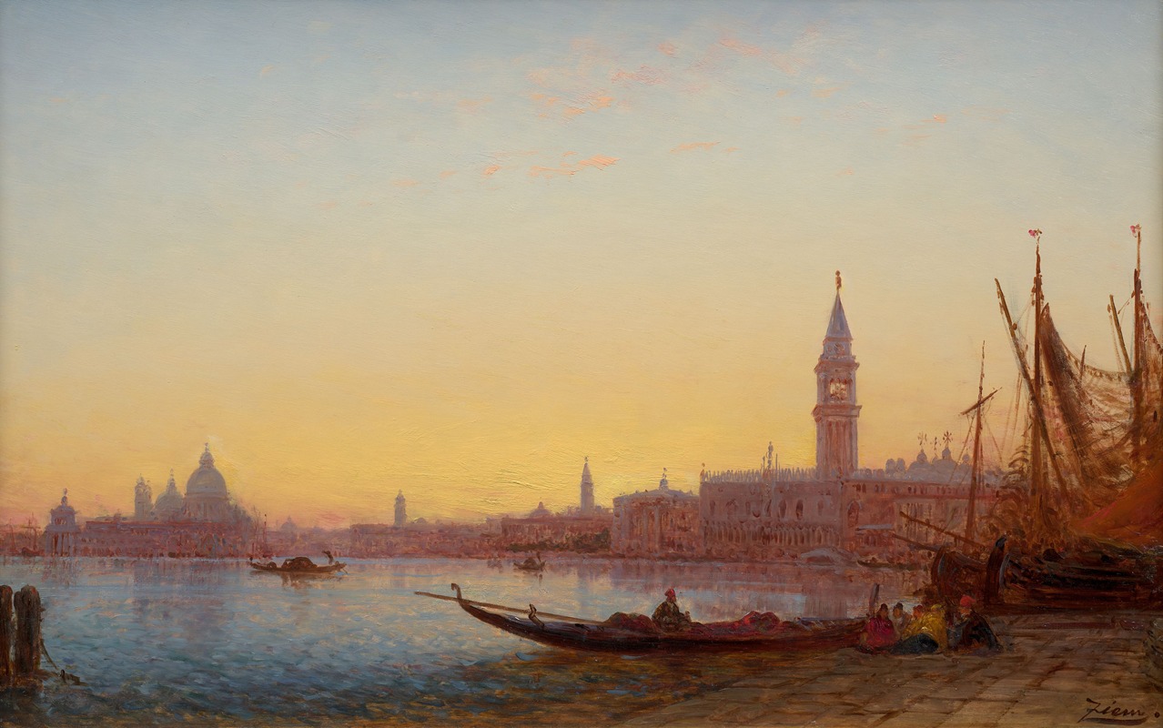 Félix Ziem - Gondoles dans le Grand Bassin, Venise