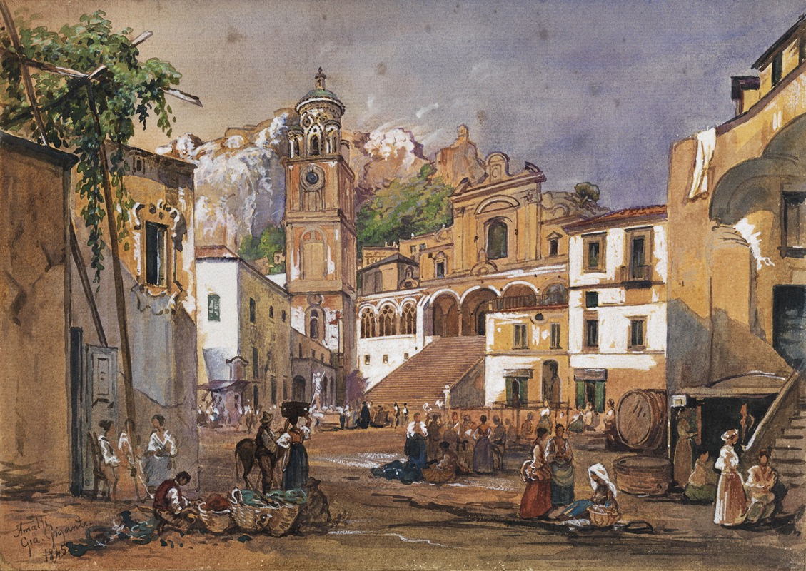 Giacinto Gigante - Market scene in Amalfi