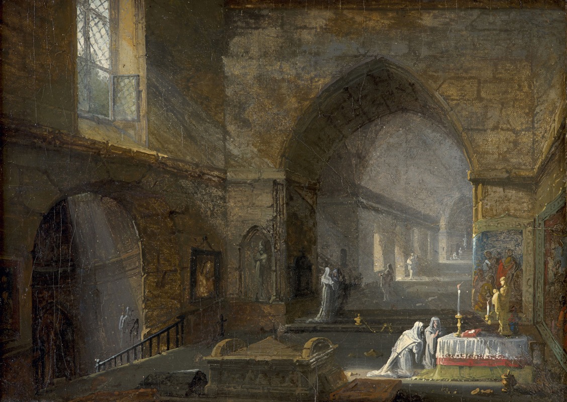 Giuseppe Bernardino Bison - Interior of churches with people praying