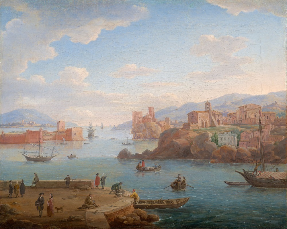 Hendrik Frans Van Lint - View of a Mediterranean harbour