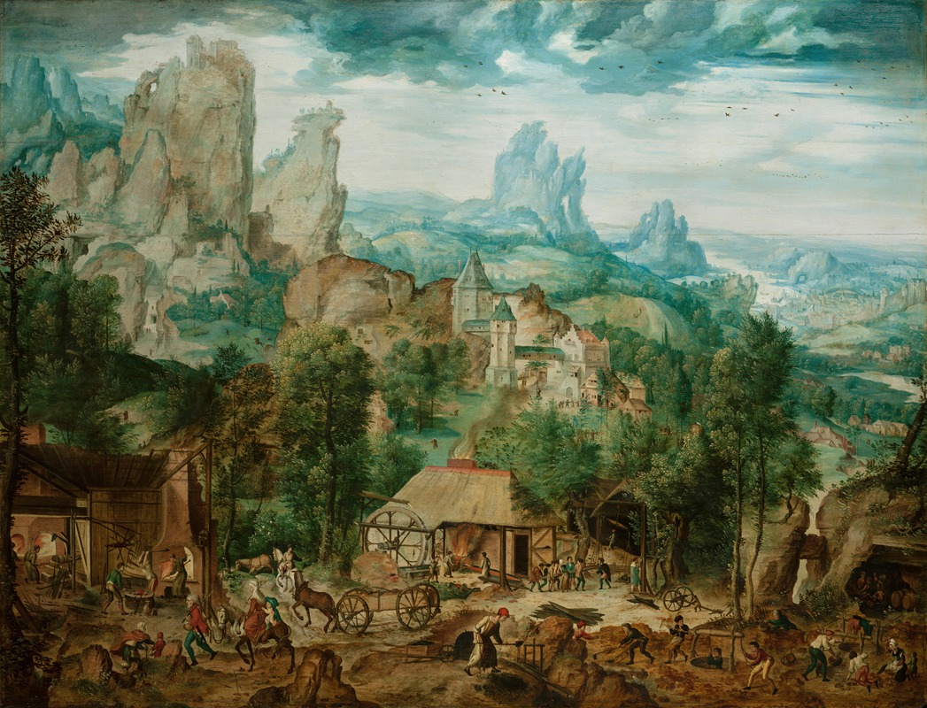 Herri met de Bles - Landscape with a Foundry 