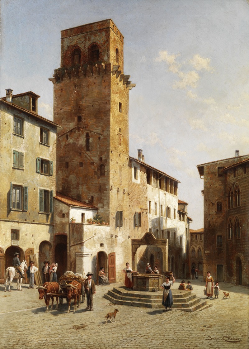 Jacques François Carabain - Platz in San Gimignano