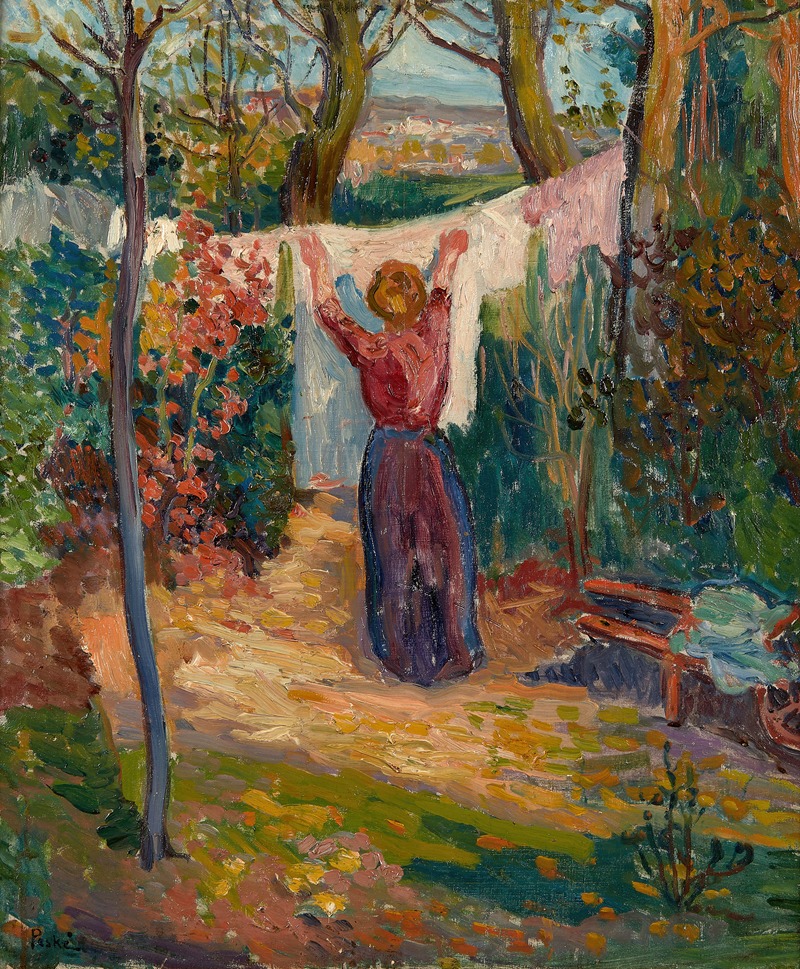 Jean Misceslas Peske - Au jardin, la lessive