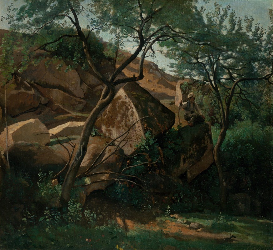 Jean-Baptiste-Camille Corot - Young Shepherd among the Rocks (Forest of Fontainebleau)