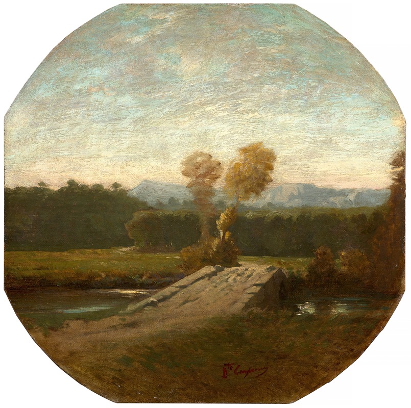 Jean-Baptiste Carpeaux - Paysage boisé avec pont et cours d’eau