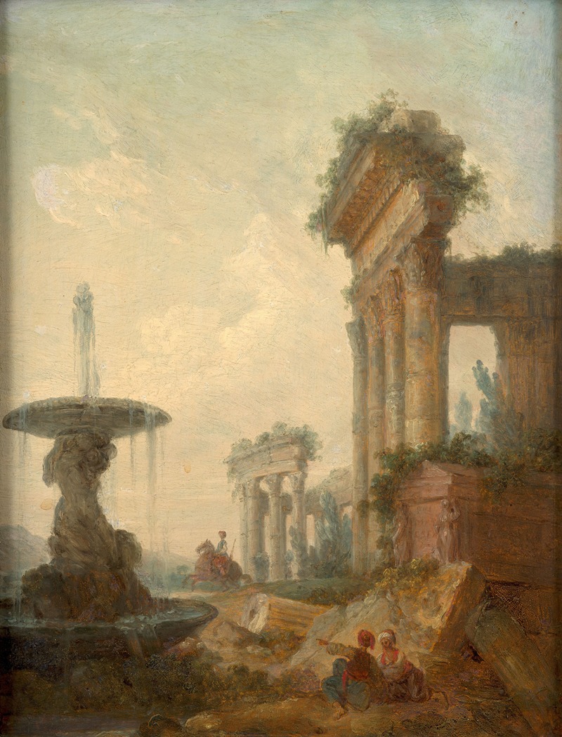 Jean-Baptiste Hilaire - Personnages orientaux dans des ruines antiques