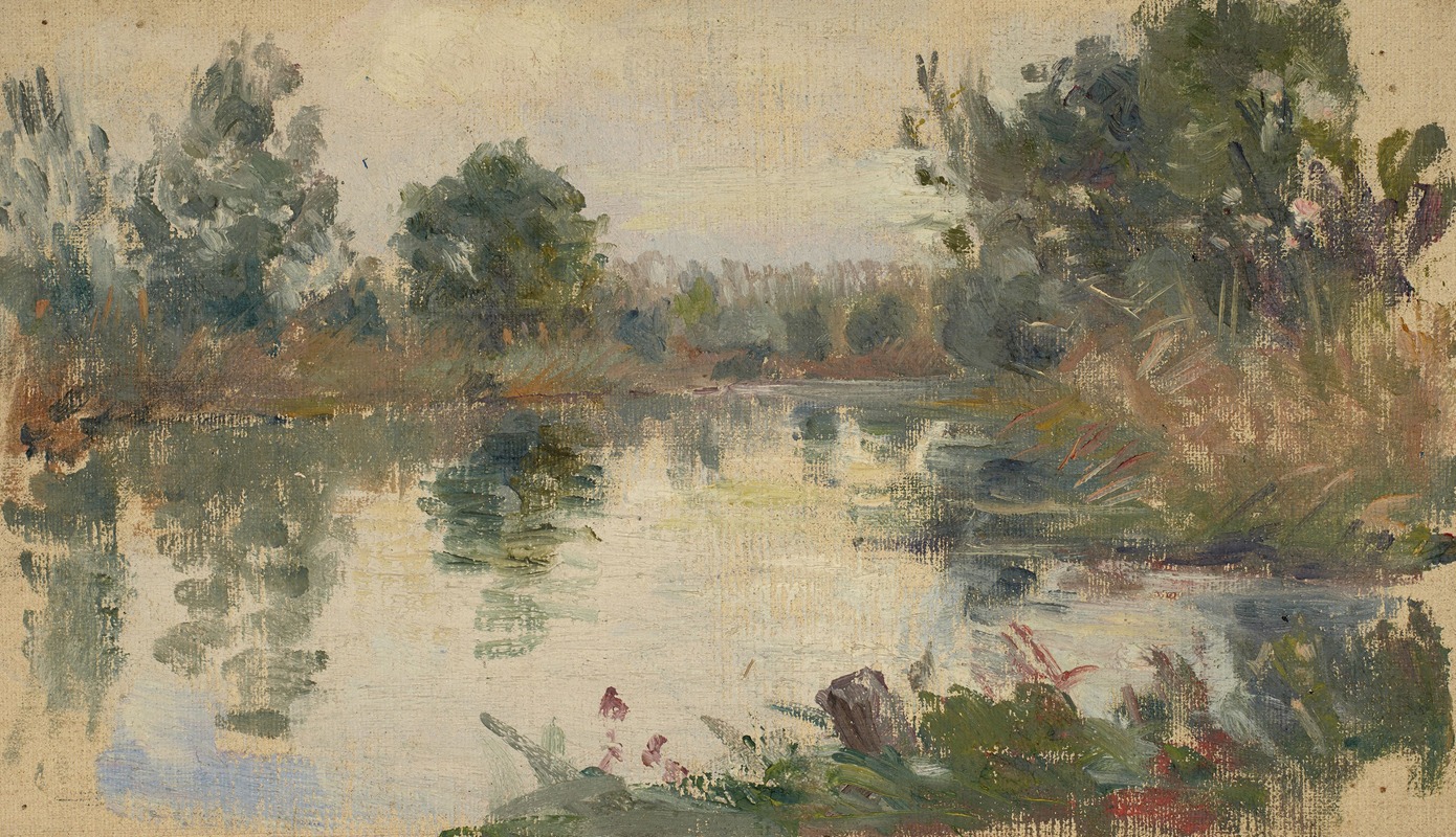 Jeanne Jegou-Cadart - Paysage lacustre au cours d’eau