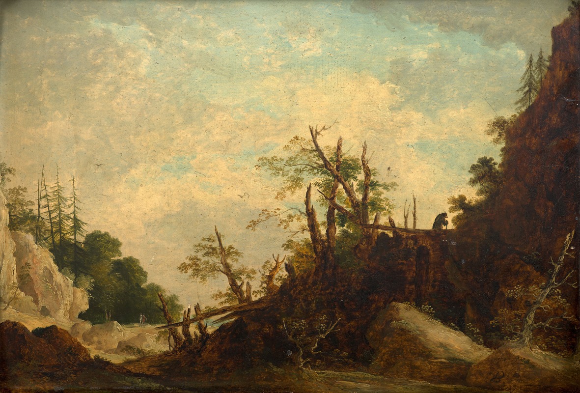 Lazare Bruandet - Landscape with a bridge