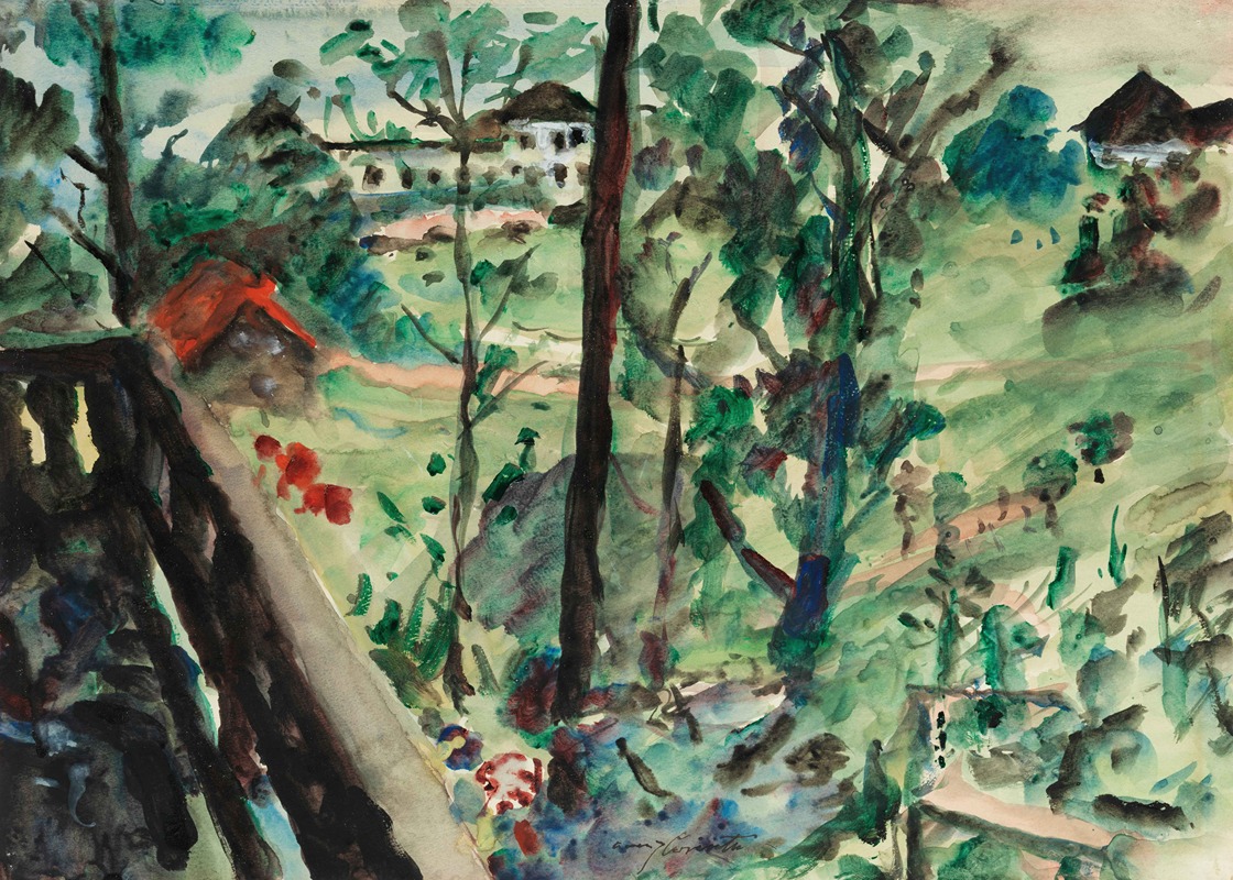 Lovis Corinth - Blick von einem Balkon in Richtung Walchensee