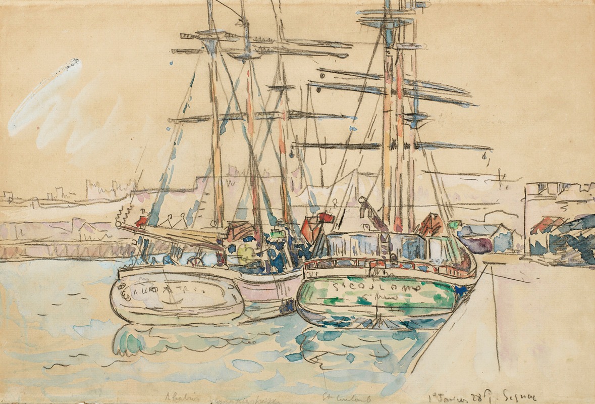 Paul Signac - Saint-Malo, Voiliers à quai