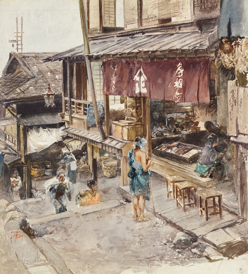 Robert Frederick Blum - A Street In Ikao, Japan, III