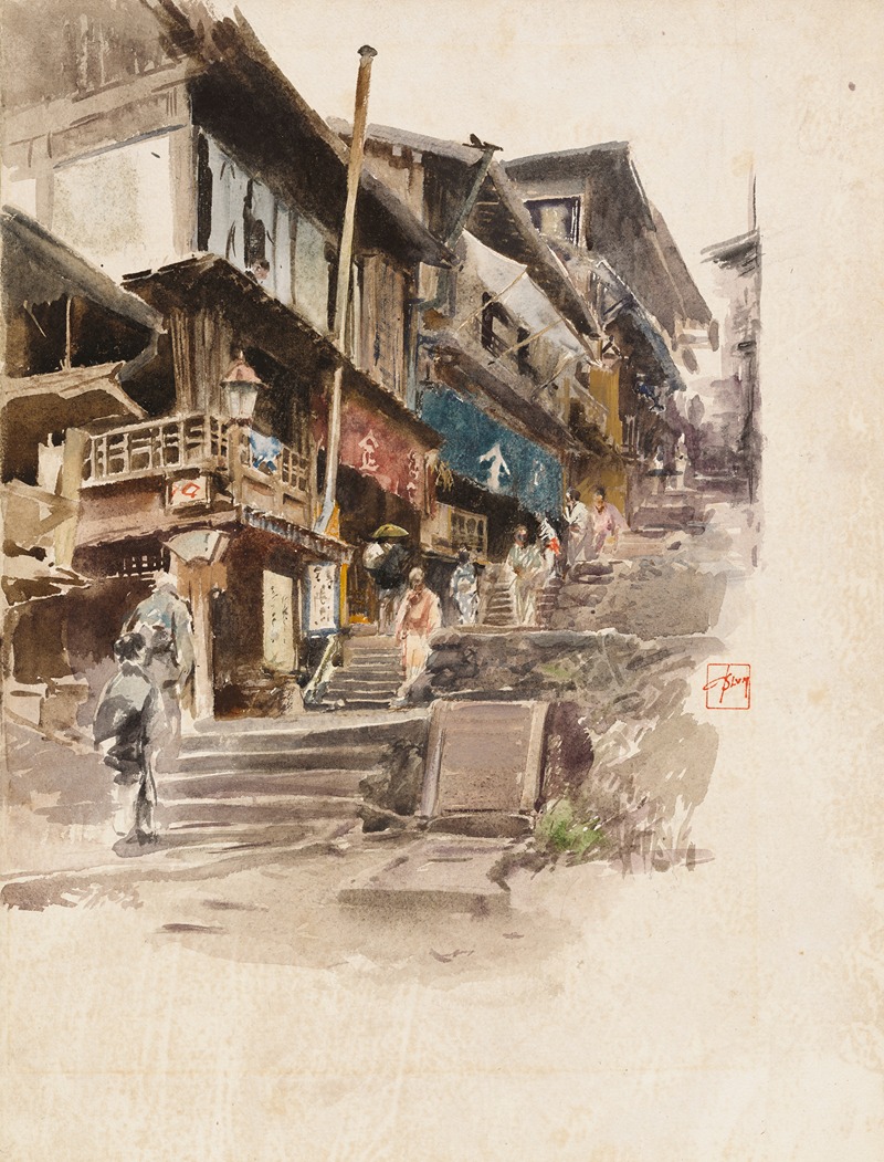 Robert Frederick Blum - A Street In Ikao, Japan II