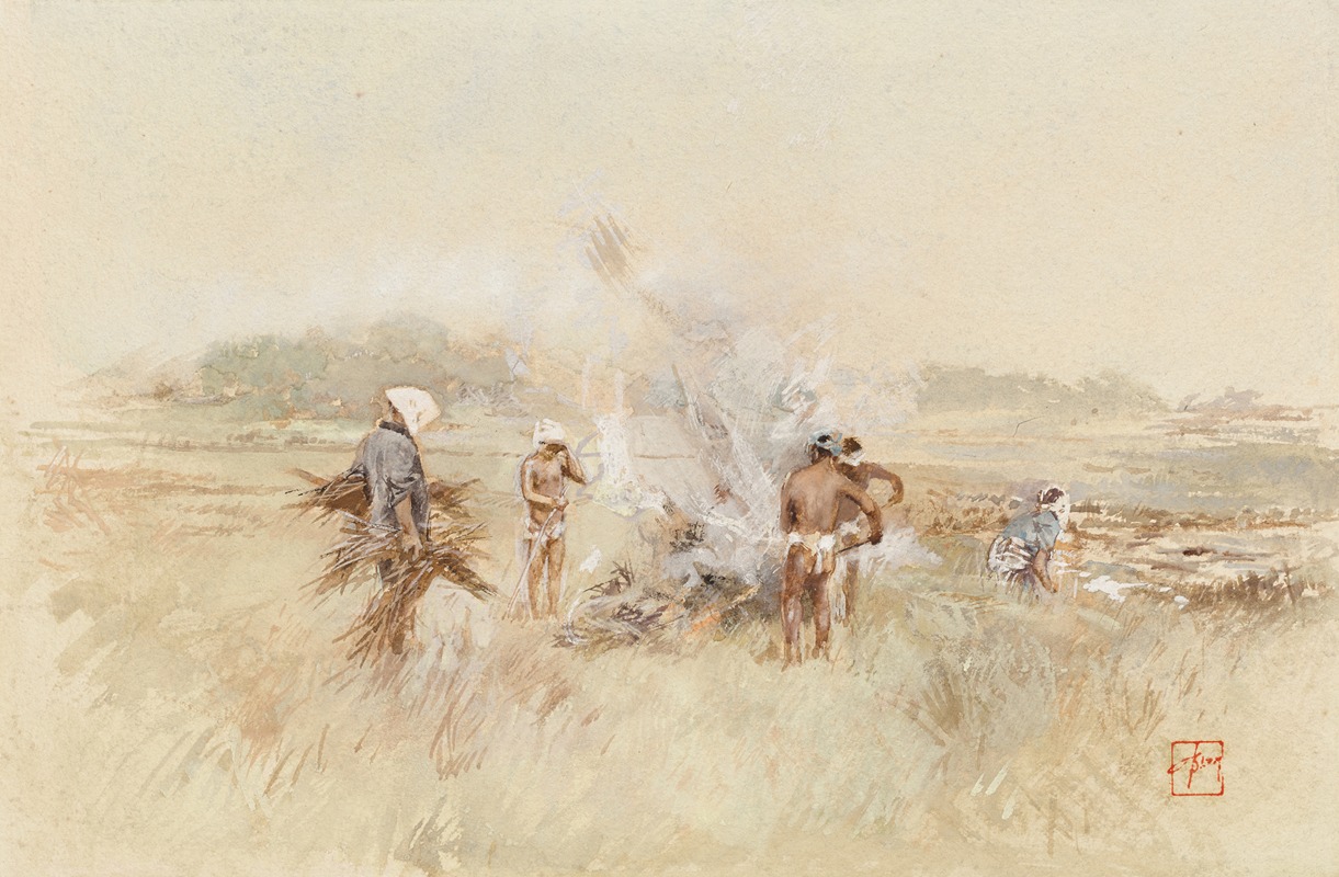 Robert Frederick Blum - At Work Heaping Brush On Smouldering Fires