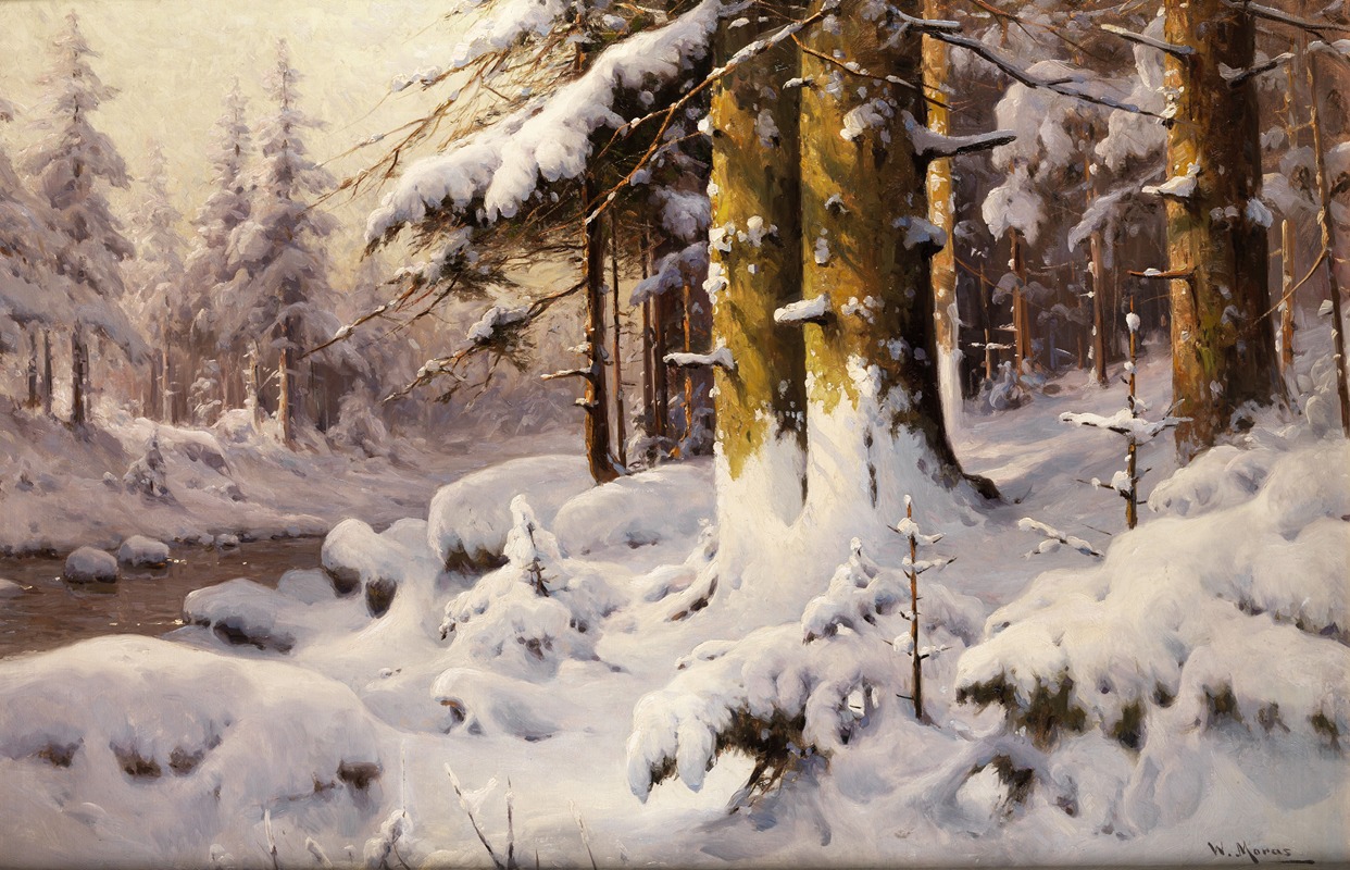 Walter Moras - Wintry forest landscape