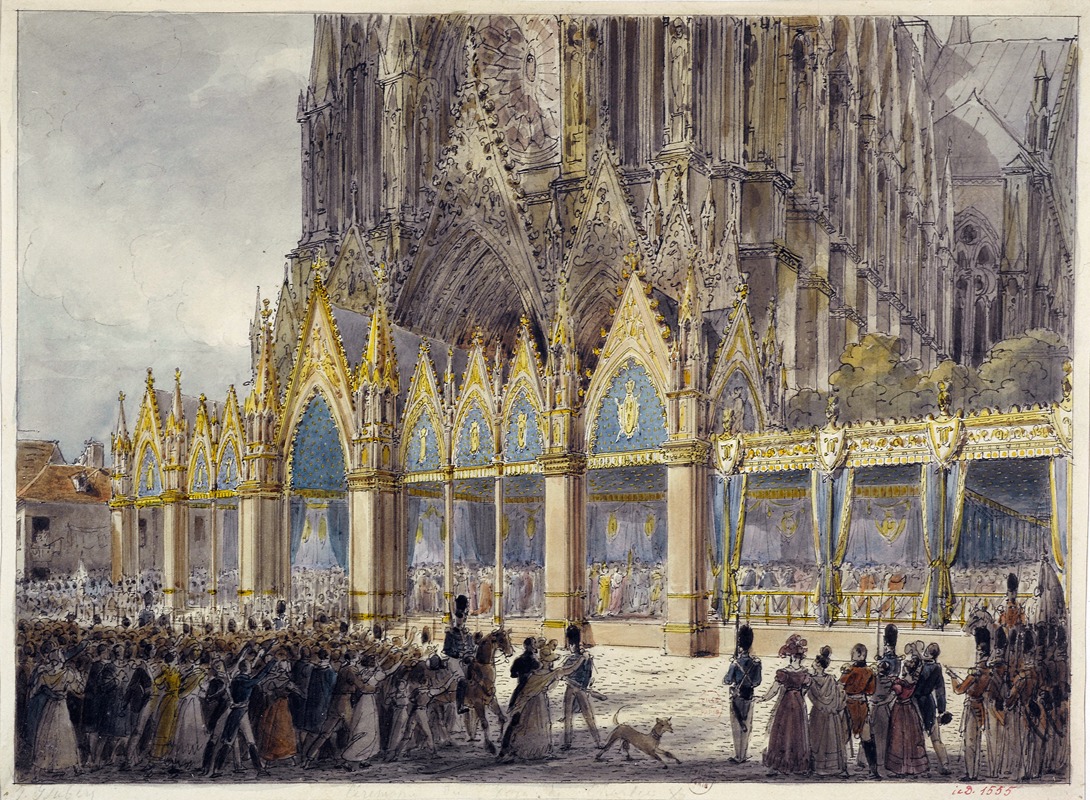 Charles Abraham Chasselat - La cathédrale de Reims le jour du sacre de Charles X, en 1825