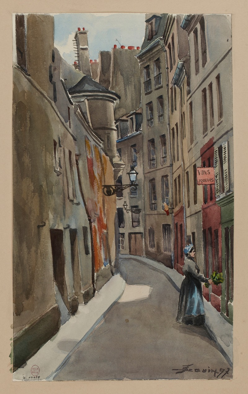 F. Séguin - Rue de l’Hôte de Ville derrière l’Hôtel de Sens, prise de la rue des Nonnains d’Hyères