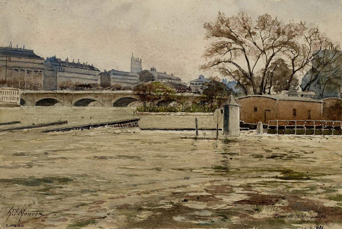 Henri Laurent Mouren - Crue de la Seine le 29 mars 1896