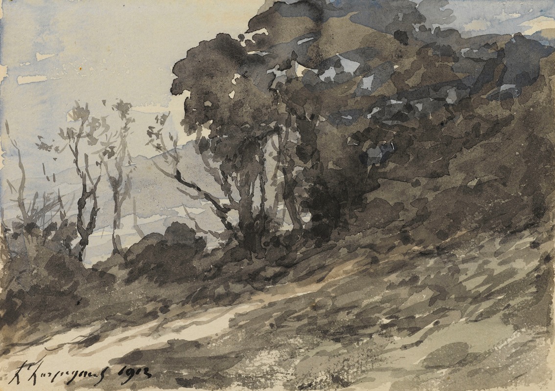 Henri-Joseph Harpignies - Paysage (arbustes)