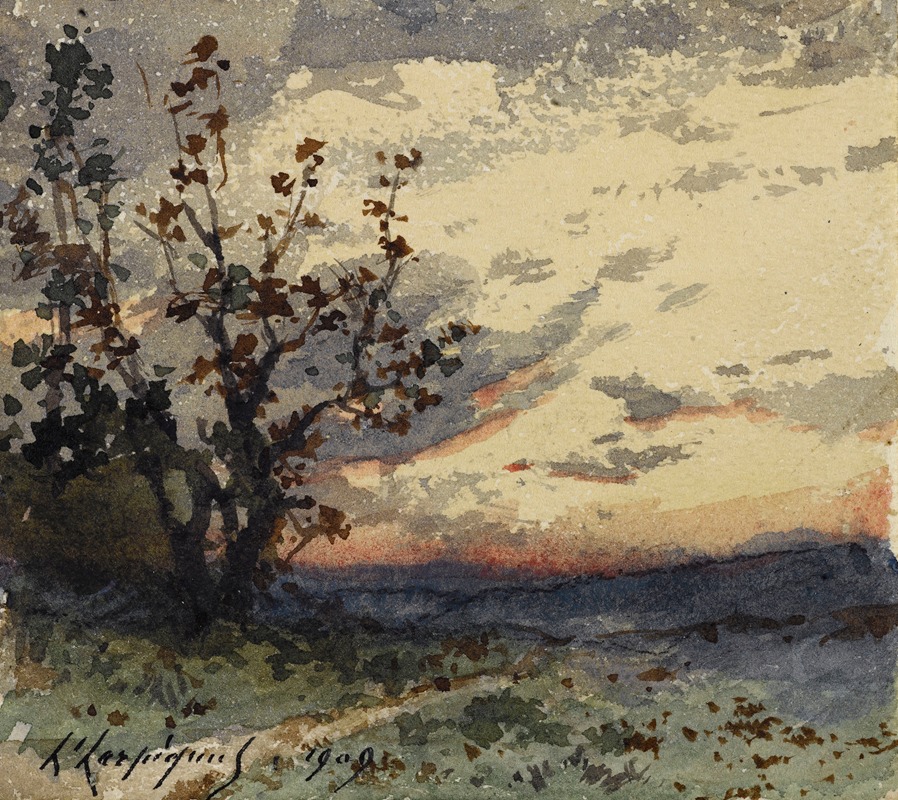 Henri-Joseph Harpignies - Paysage au crépuscule