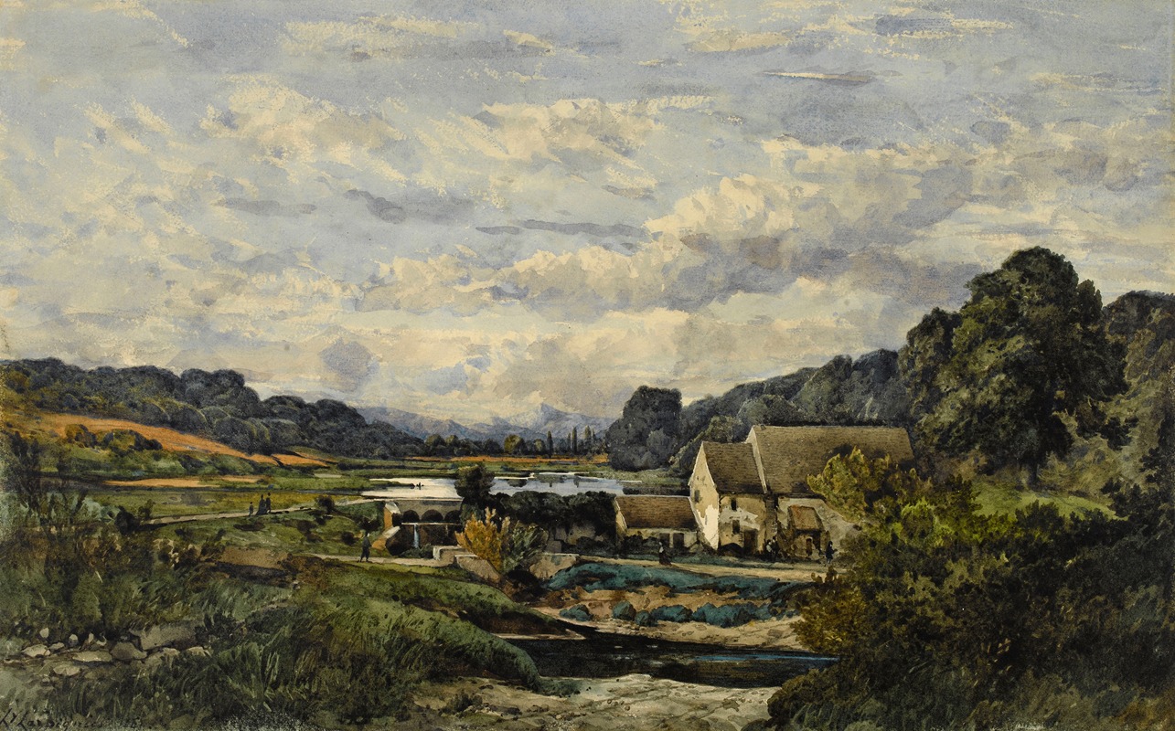 Henri-Joseph Harpignies - Paysage avec une mare et quelques vallons