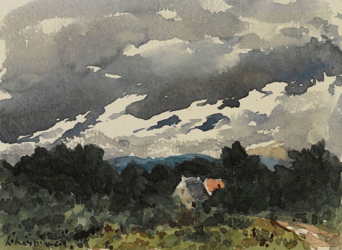 Henri-Joseph Harpignies - Paysage nuageux au crépuscule