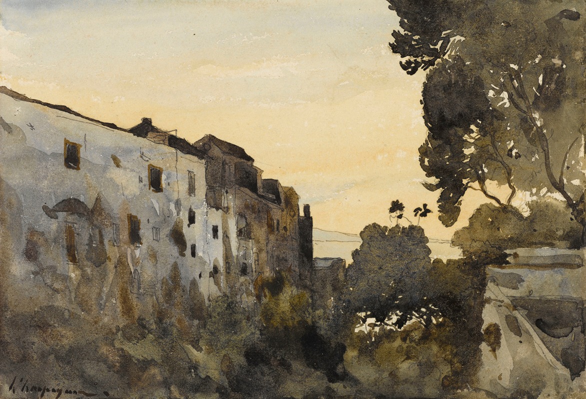 Henri-Joseph Harpignies - Paysage sur la Méditerranée