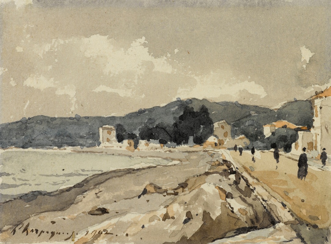 Henri-Joseph Harpignies - Sur les bords de la mer à Nice