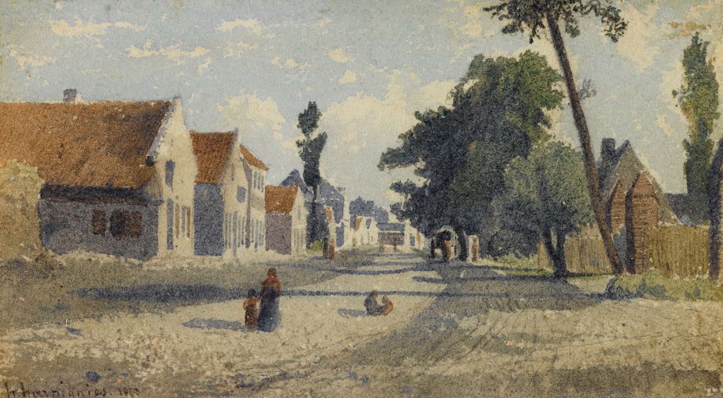 Henri-Joseph Harpignies - Une rue de village