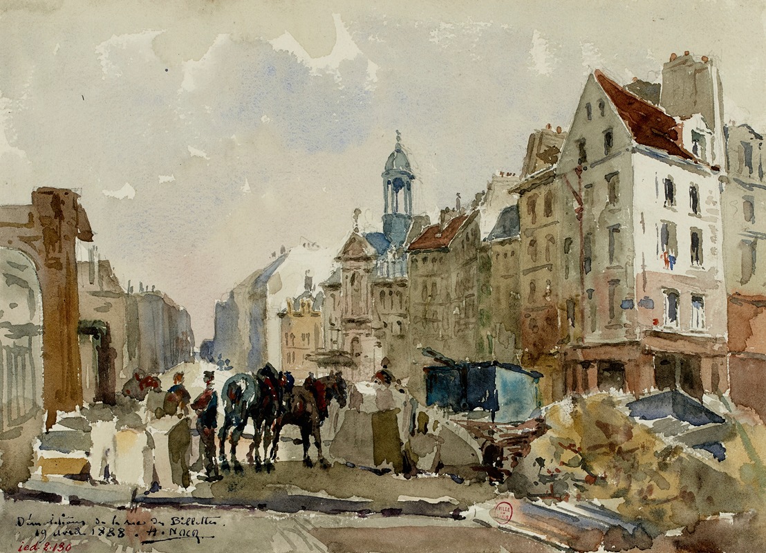 Henry Eugène Nocq - Démolition de la rue des Billettes, le 19 avril 1888