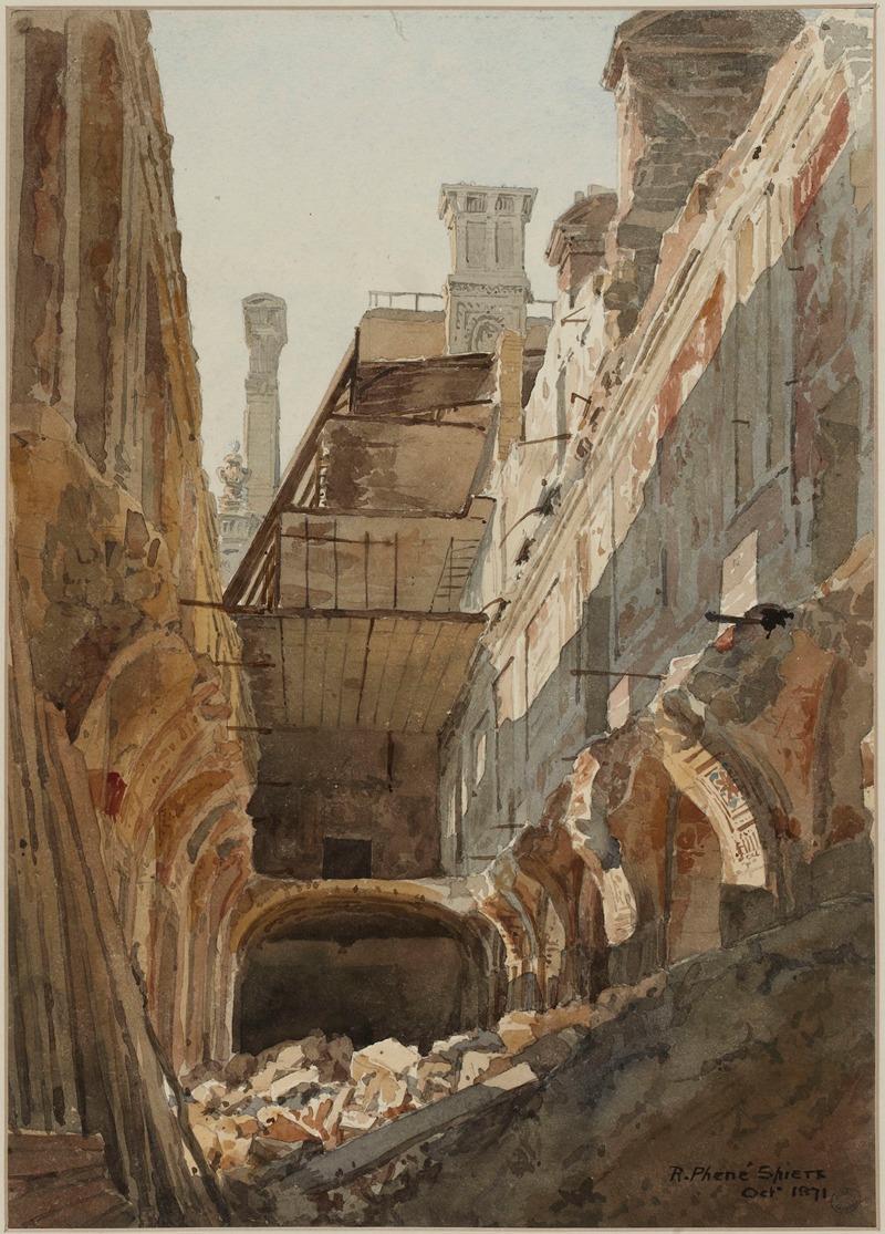 Richard Phené Spiers - Ruines du Palais des Tuileries, salon de Diane, en 1871