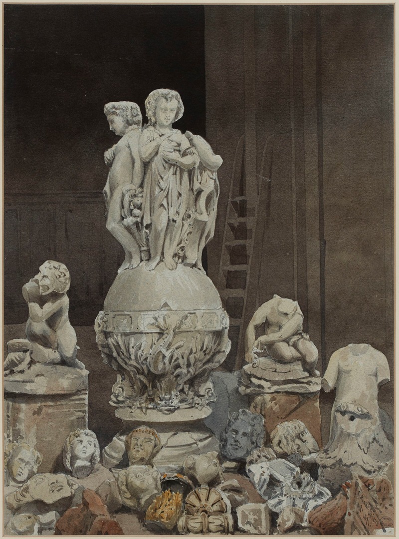 Richard Phené Spiers - Vestiges d’éléments sculptés décorant l’Hôtel de Ville en 1871