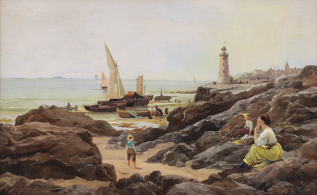 Charles Euphrasie Kuwasseg - Fisherfolk on the Coast