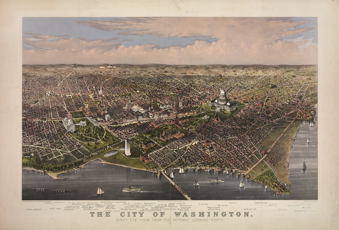 Charles Richard Parsons - The City of Washington birds-eye view from the Potomac-looking north