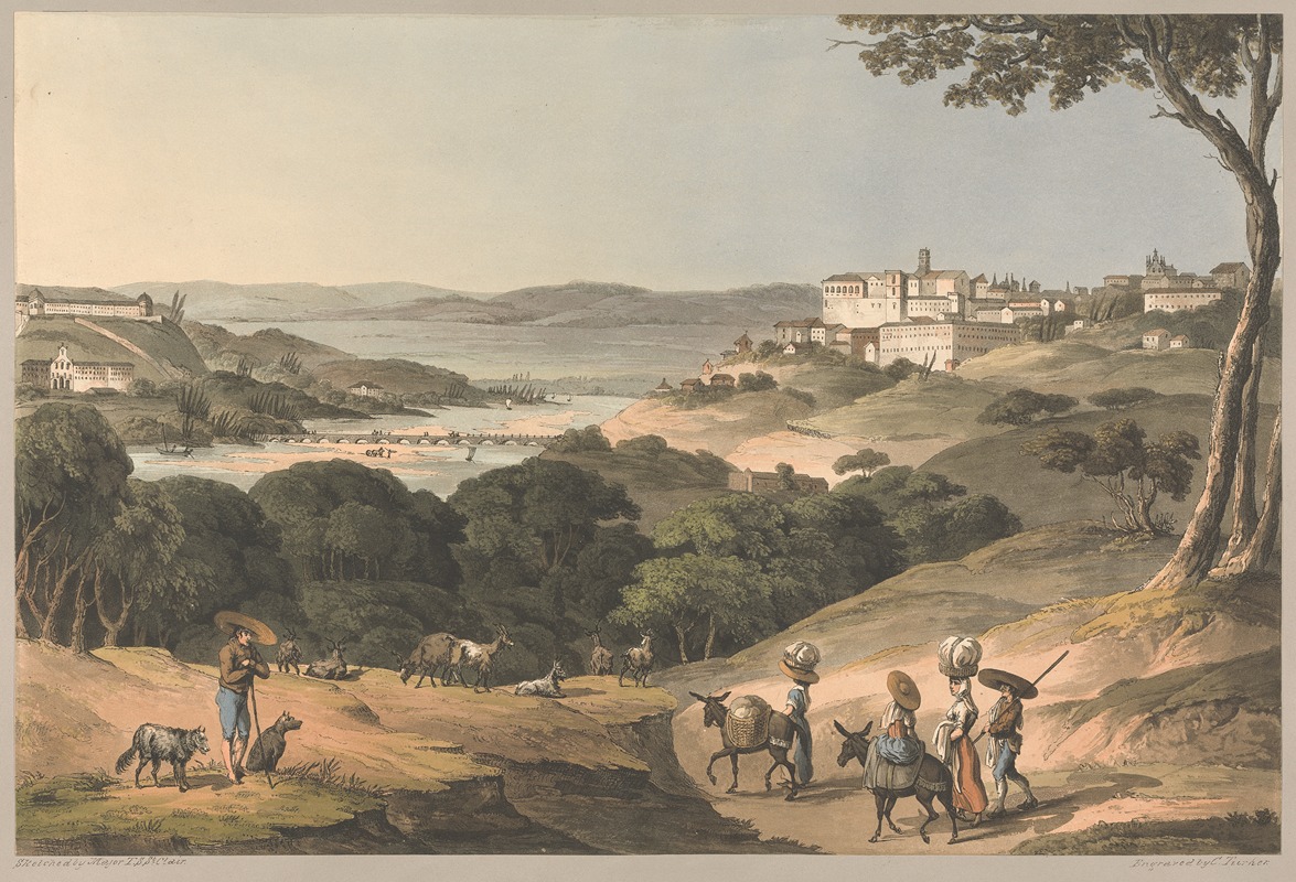 Charles Turner - City of Coimbra on the Mondego in 1810