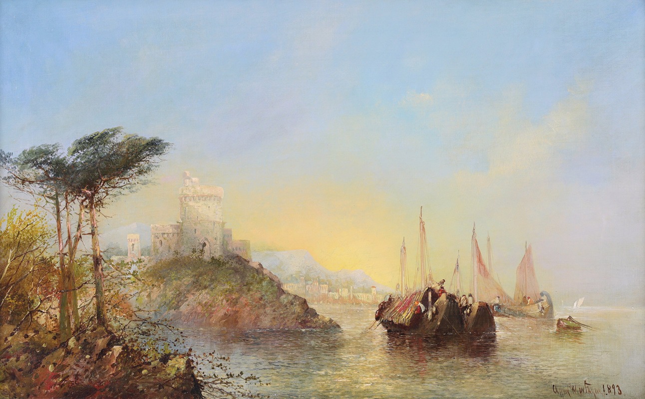 Clifford Montague - A Mediterranean Coastal Scene