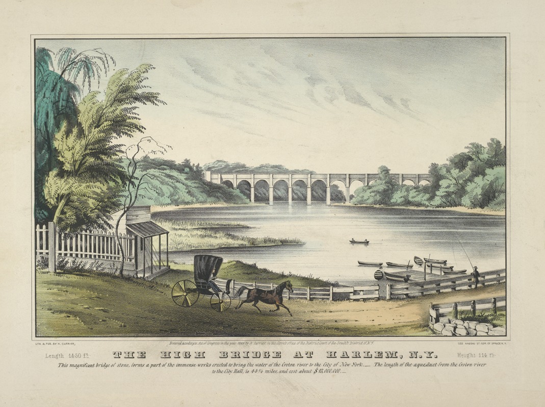 Currier & Ives. - Length 1450 ft. The High Bridge at Harlem, N.Y. Height 114 ft.