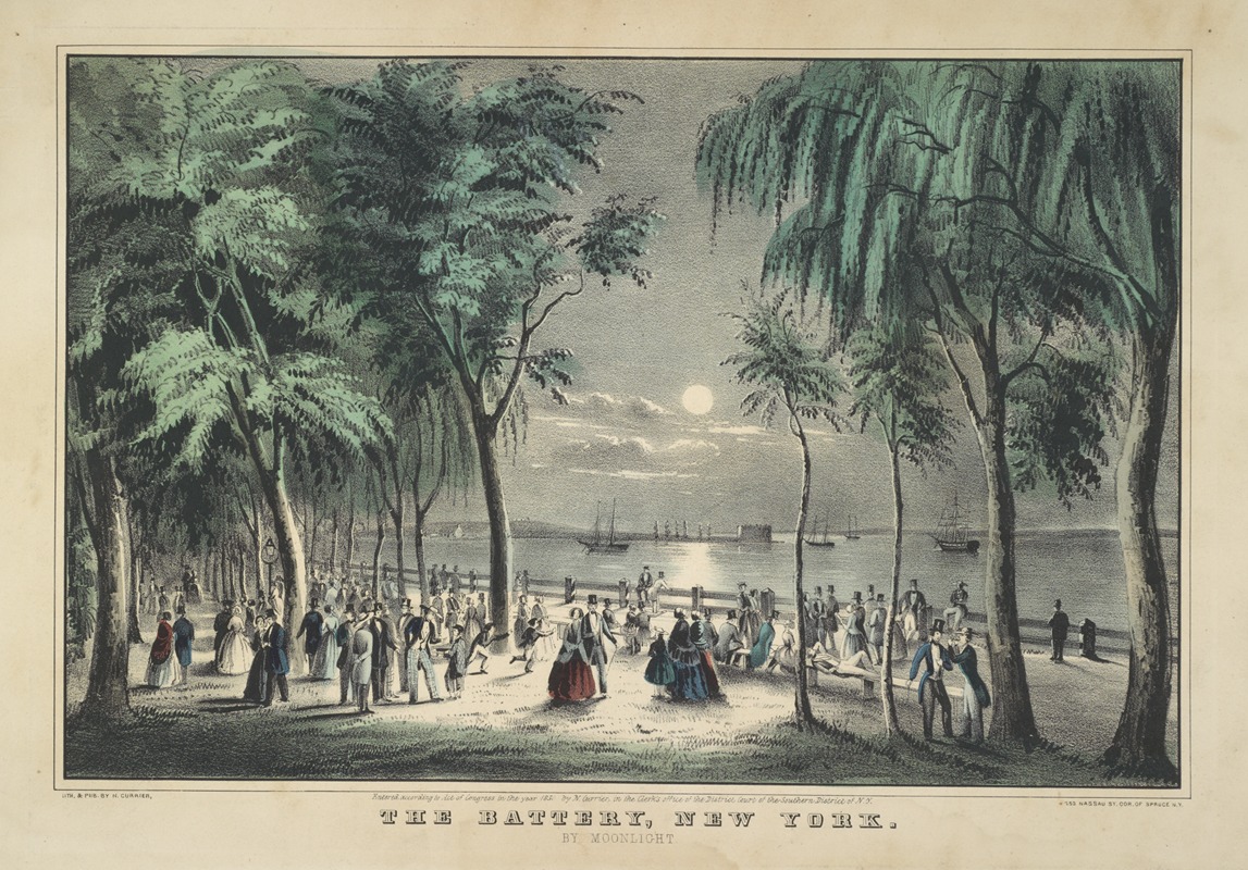 Currier & Ives. - The Battery, New York. By moonlight