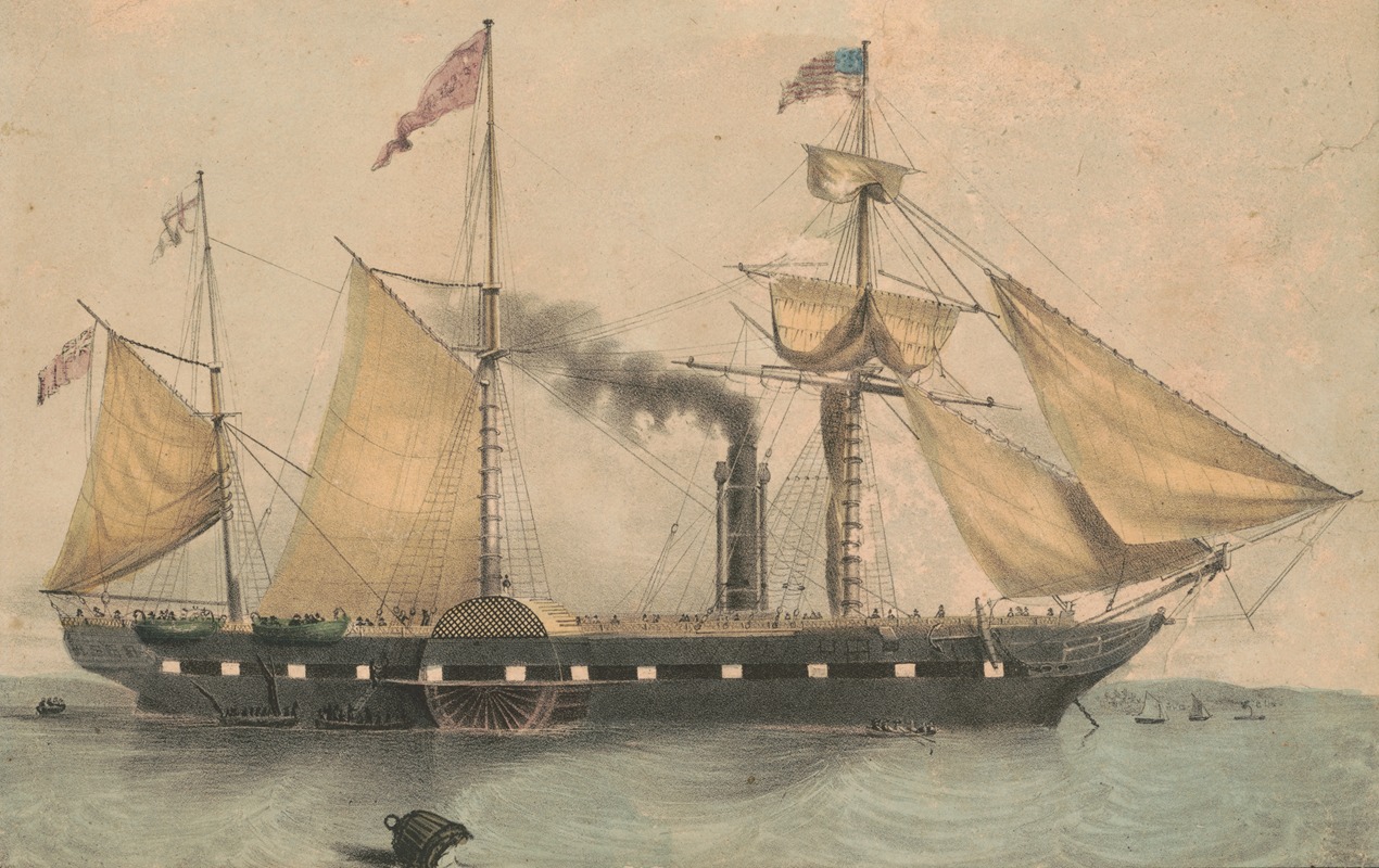 Currier & Ives. - The steam ship Washington, Capt. Fitch, rescuing the passengers of the ship Winchester of Boston