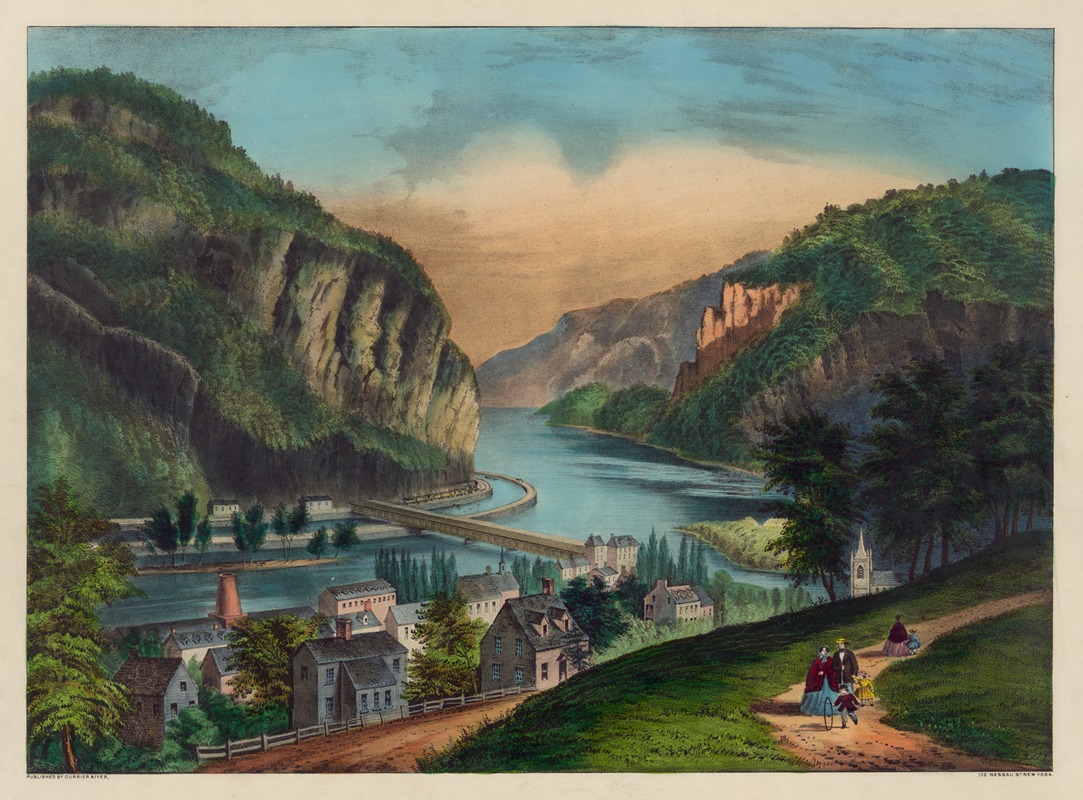 Currier & Ives. - View of Harpers Ferry, Va.; (from the Potomac side.)