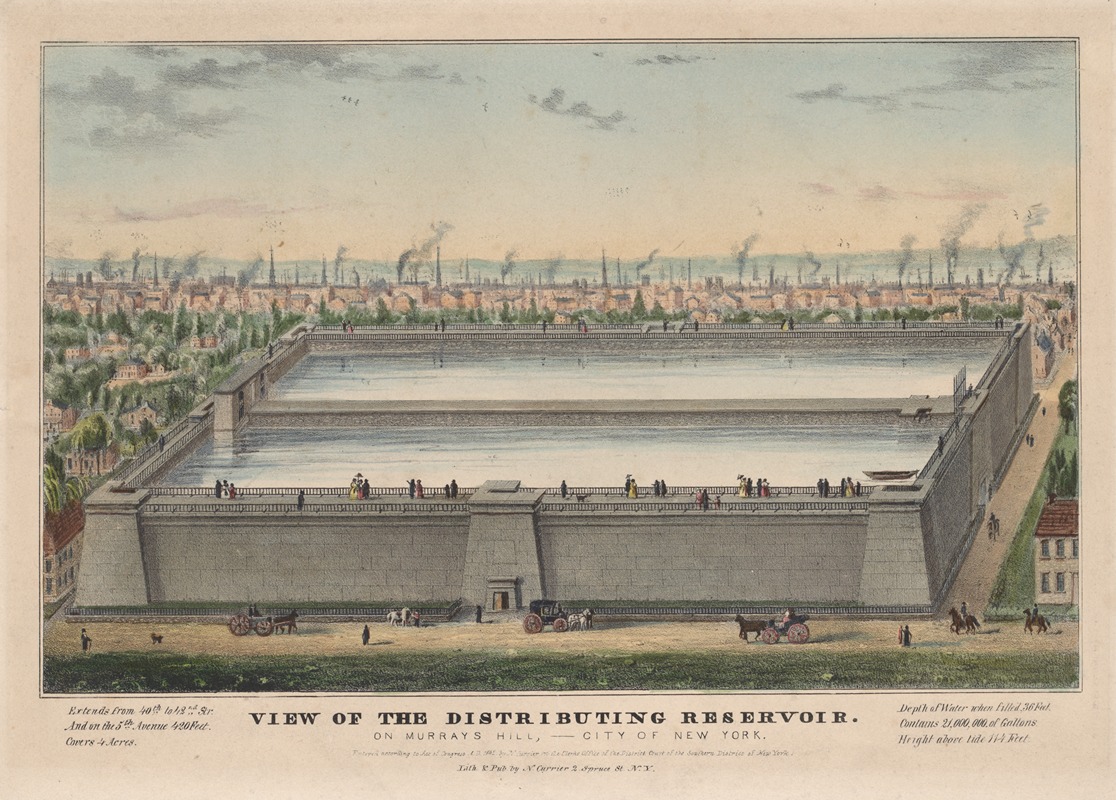 Currier & Ives. - View of the Distributing Reservoir on Murray’s Hill, City of New York