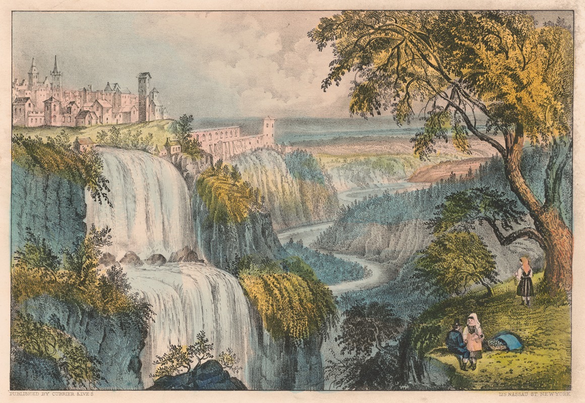 Currier & Ives. - Waterfall–Tivoli, Italy