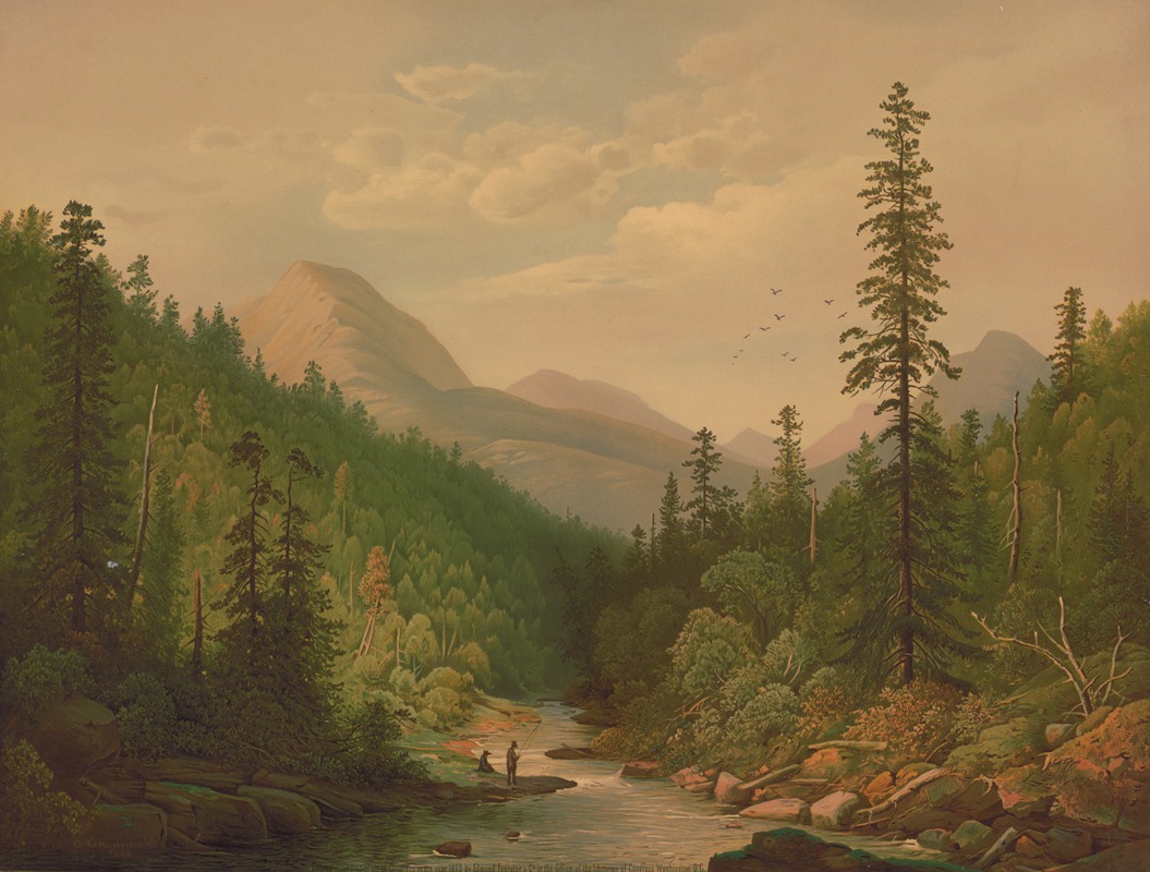 Edmund Foerster & Co. - Wilderness scene with two people fishing in a river