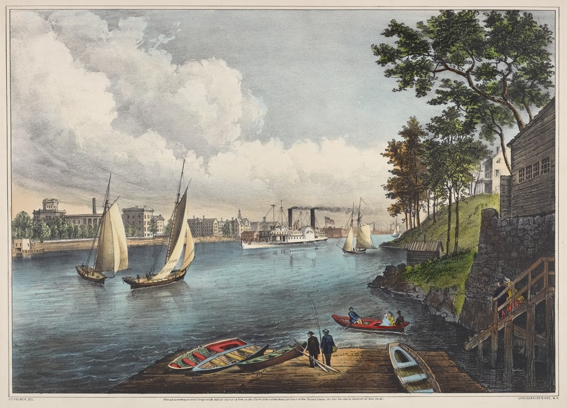 Fanny Palmer - Blackwells Island, East River. From Eighty Sixth Street, New York