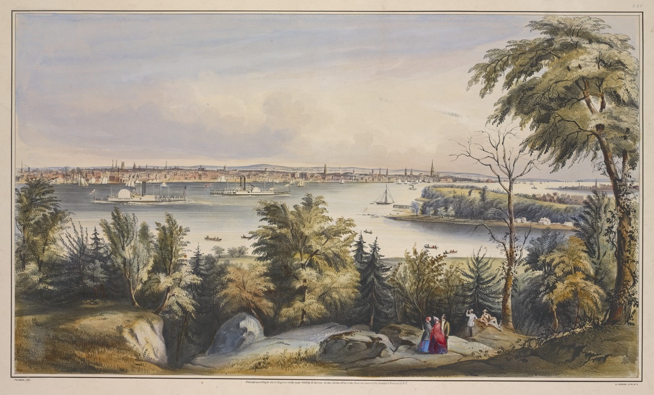 Fanny Palmer - View of New York from Weehawken–North River