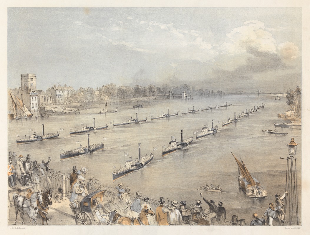 Harden S. Melville - The Fleet of the City Steam Boats Passing in Review Order off Chalsea on the London Annual Commemoration