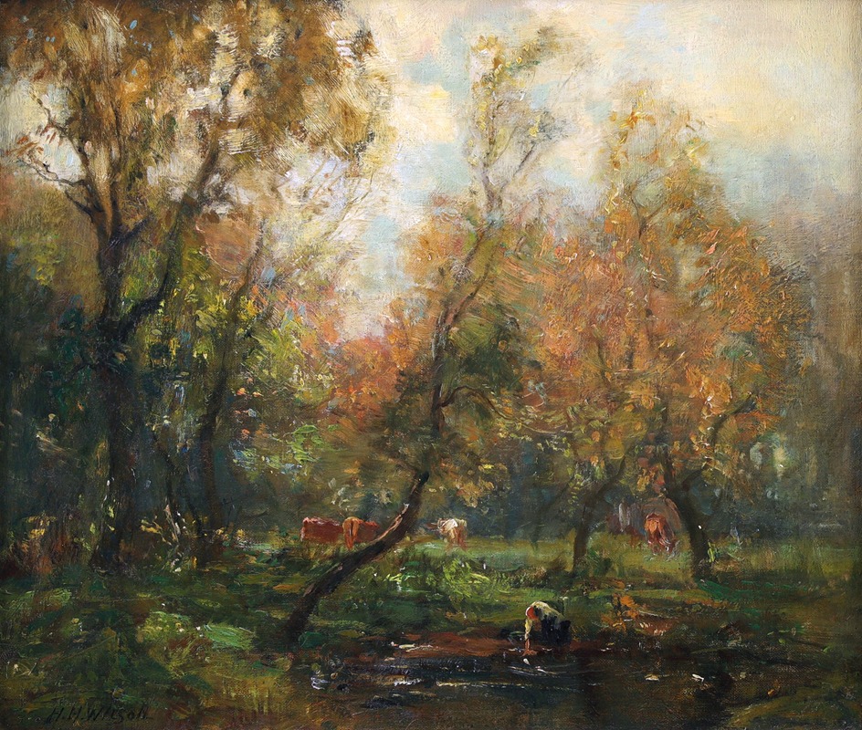 Harry Mitton Wilson - At The Village Pond