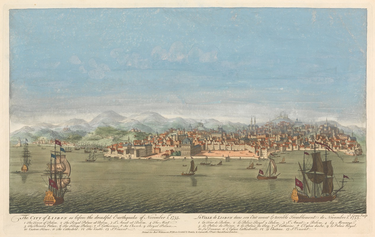 John Couse - The City of Lisbon as before the dreadful Earthquake of November 1st 1755;…